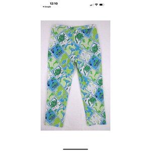 Lilly Pulitzer Vintage White Label Skinny Crop Pants Starboard Patch Sz 10